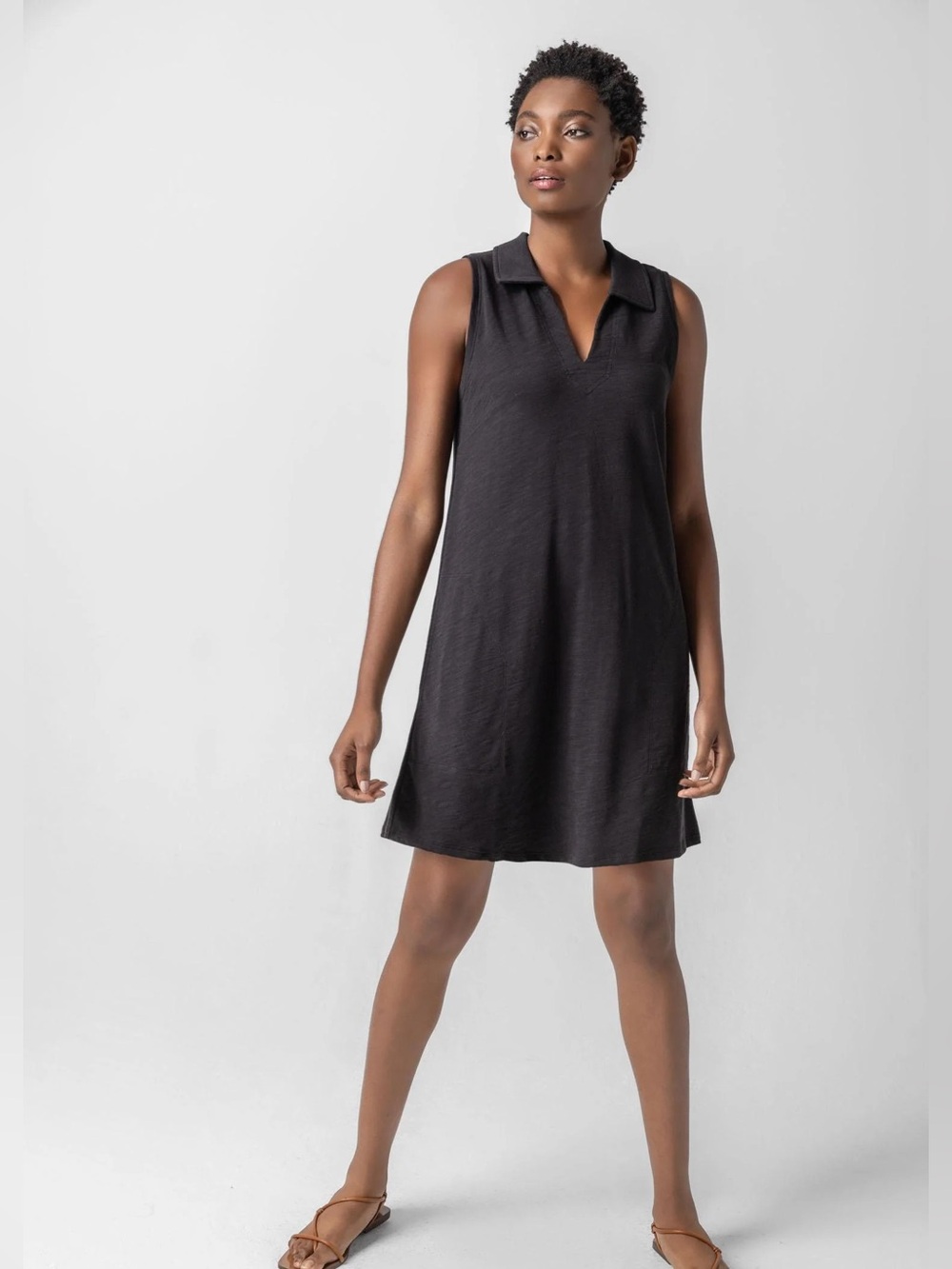 Lilla P Sleeveless Collared Dress, black, xs